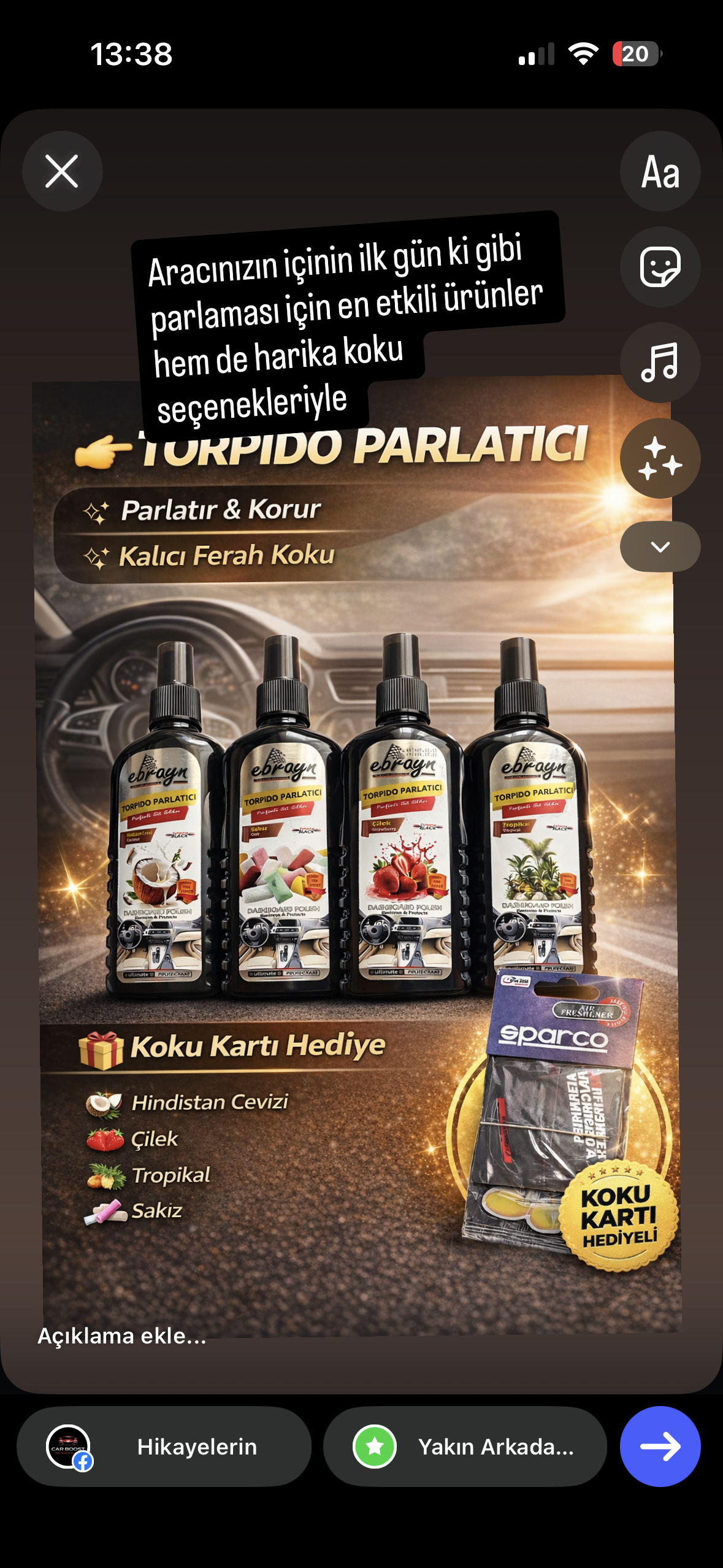 Ebrayn Torpido Parlatıcı +Oto Kokusu ve Mikrofiber Bez Hediyeli
