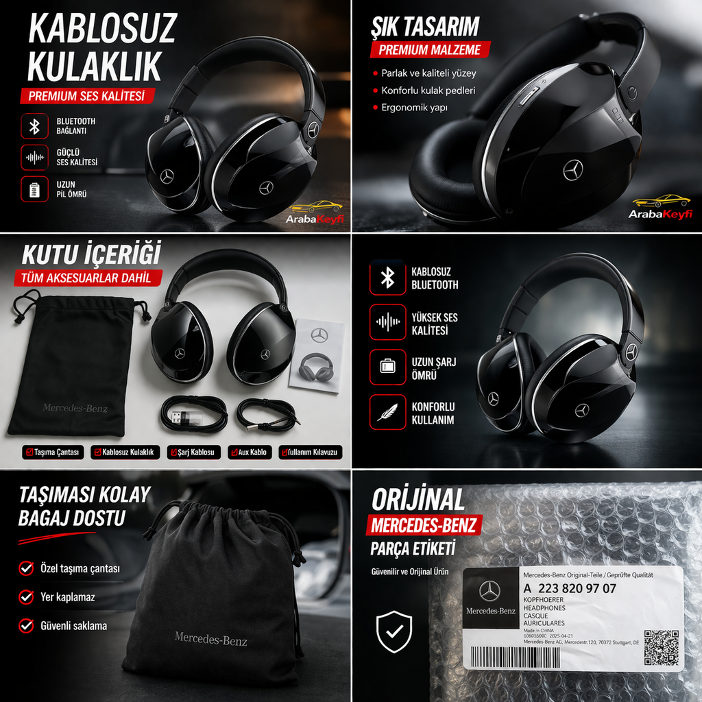 Mercedes-Benz Kulaküstü Bluetooth Kulaklık Piano Black