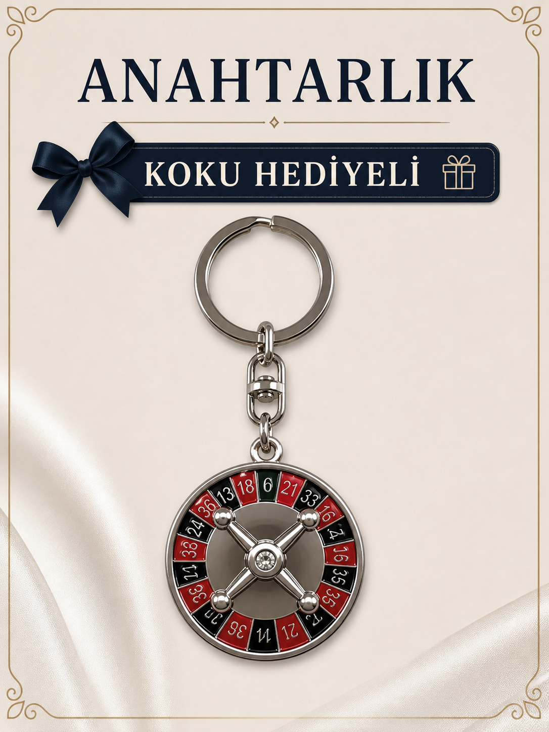 Rulet Metal Anahtarlık (Oto Koku Kartı Hediyeli )